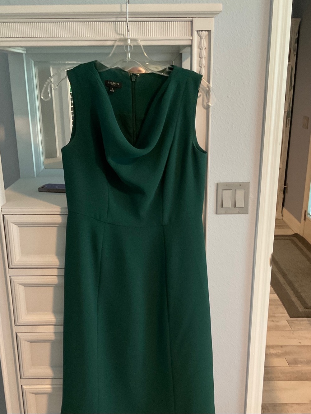 Talbots Emerald Green Sleeveless Cowl Neck Dress